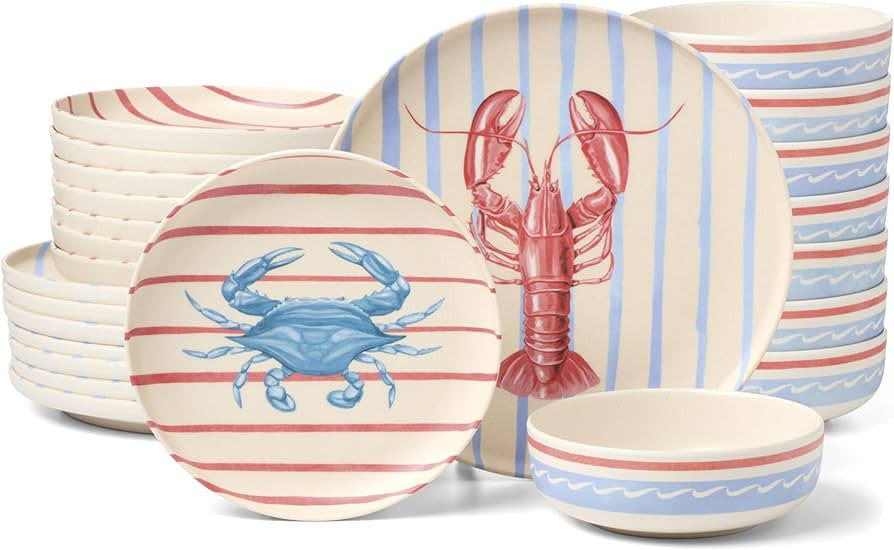 Oneida Dinnerware Sets, 24 Seven Melamine Wharfside 24-Piece Dinnerware Set, Set for 8, Service F... | Amazon (US)