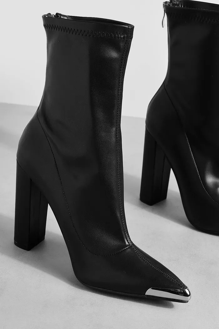 Metal Toe Cap Pointed Sock Boots | boohoo (US & Canada)