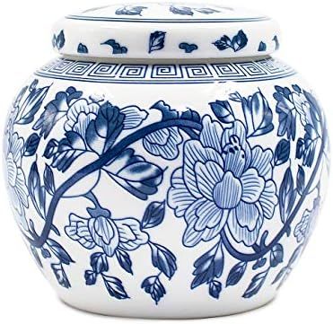 Dahlia Vintage Floral Blue White Embossed Porcelain Tea Tin/Tea Storage/Tea Caddy, Flower | Amazon (US)