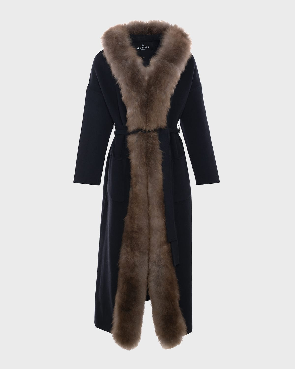 Cashmere Wrap Parka Jacket with Select Cashmere Goat Trim | Neiman Marcus