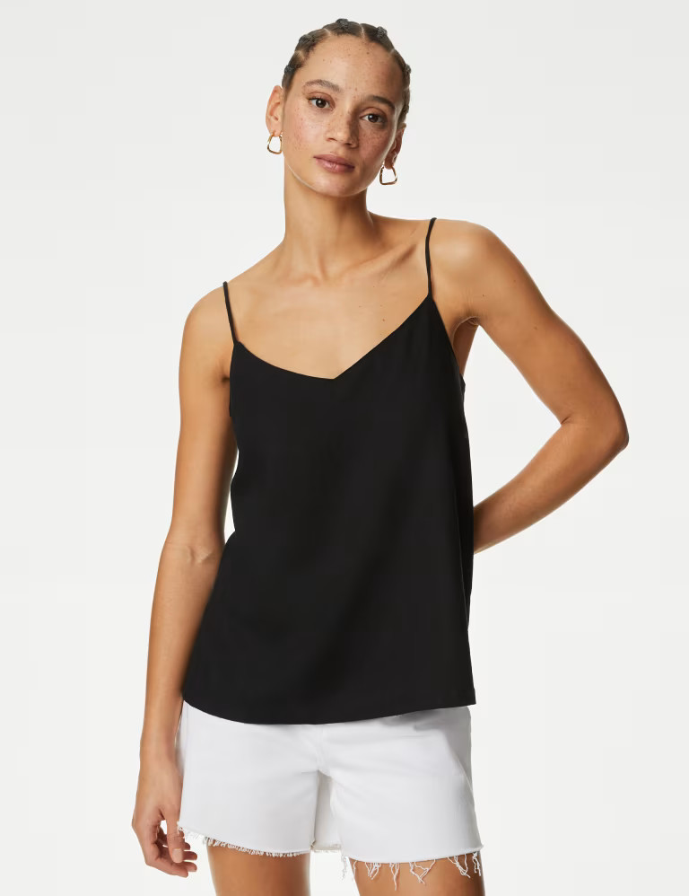 Linen Rich V-Neck Cami Top | Marks & Spencer (UK)