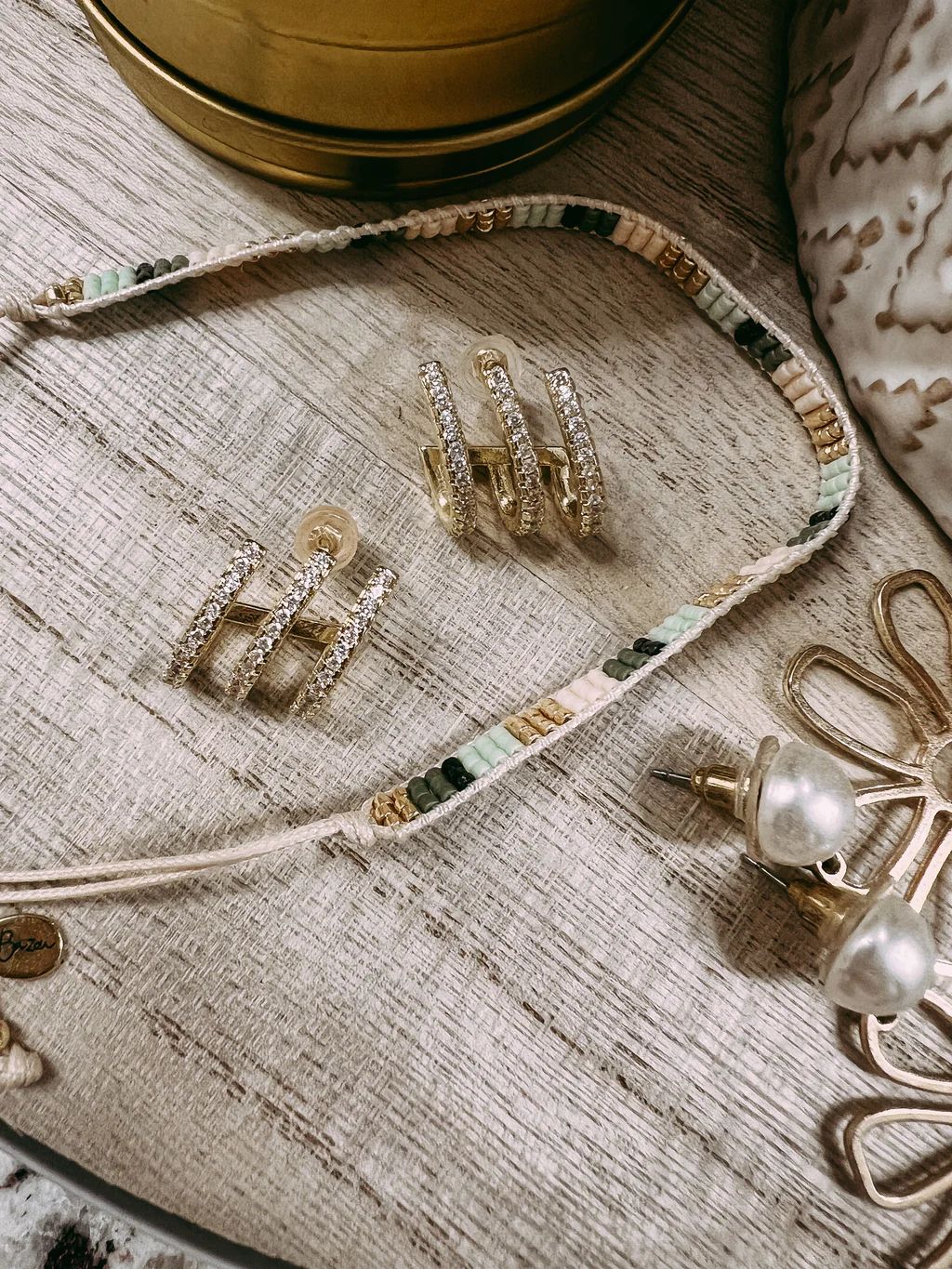 three to bling earrings | Etta+East