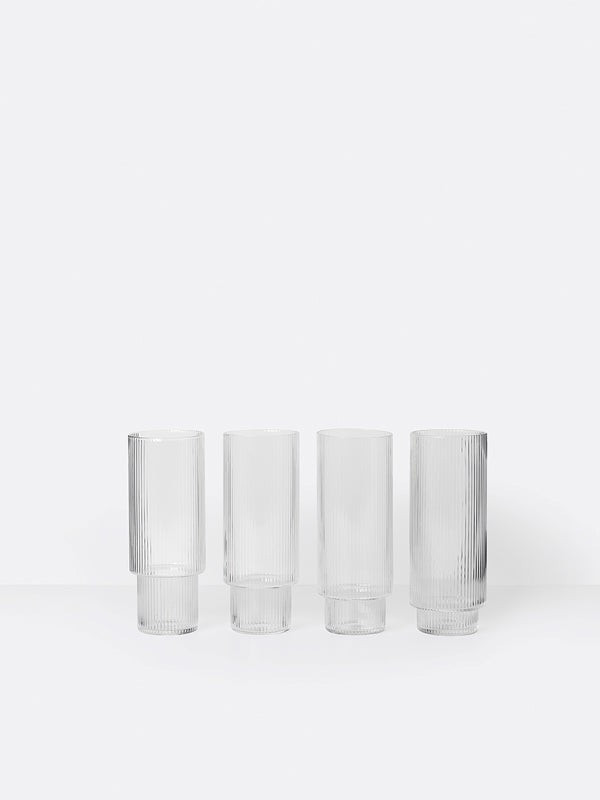 Ripple Long Drink Glass Set in Various Colors | Burke Decor