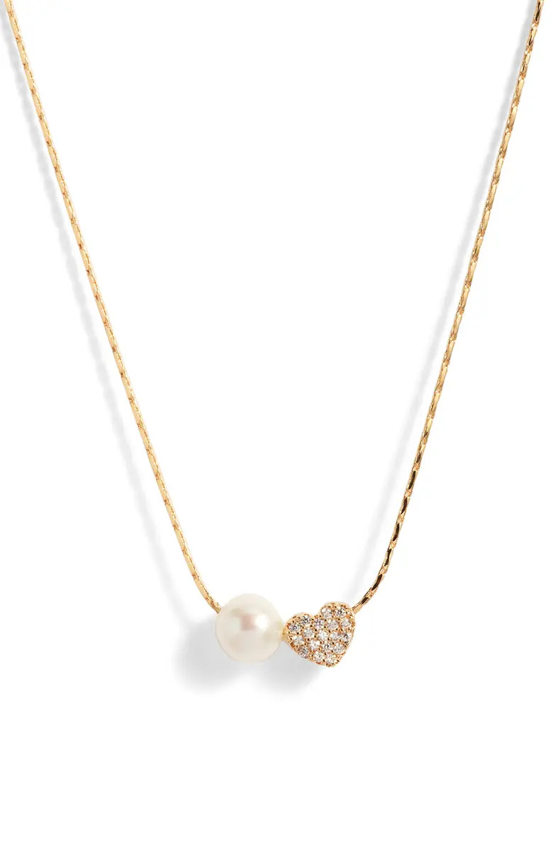 Demi Fine Heart & Freshwater Pearl Duo Pendant Necklace | Nordstrom