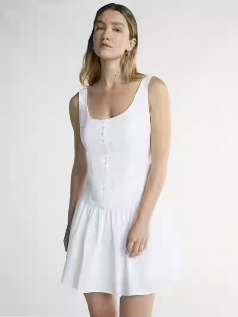 Scoop Women’s Cotton Poplin Mini Dress with Decorative Button Front, Sizes XS-XXL - Walmart.com | Walmart (US)