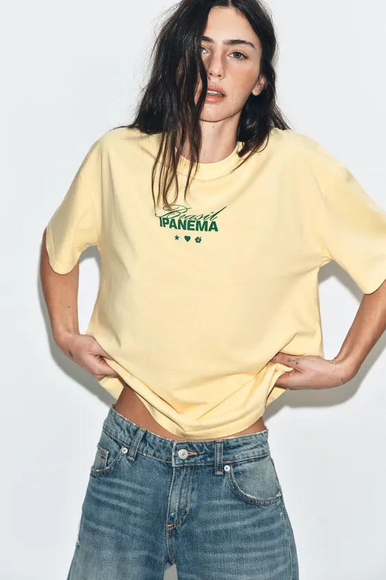 FADED-EFFECT TEXT T-SHIRT | Zara UK