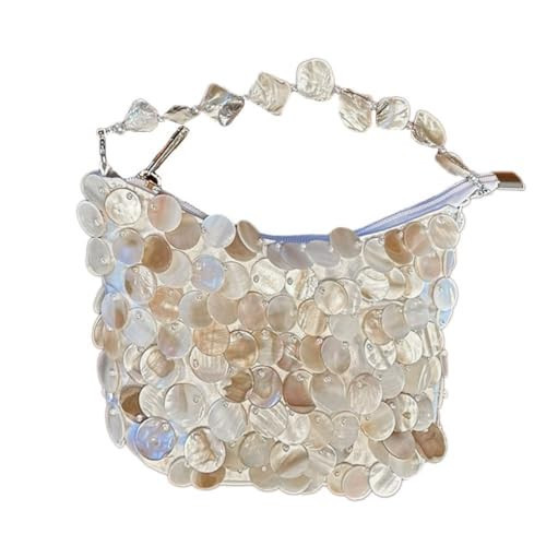 Mini Shell Beaded Clutch Purse for Women Luxury Handmade Top Handle Bag Beach Evening Handbag for Summer Vacation | Amazon (US)