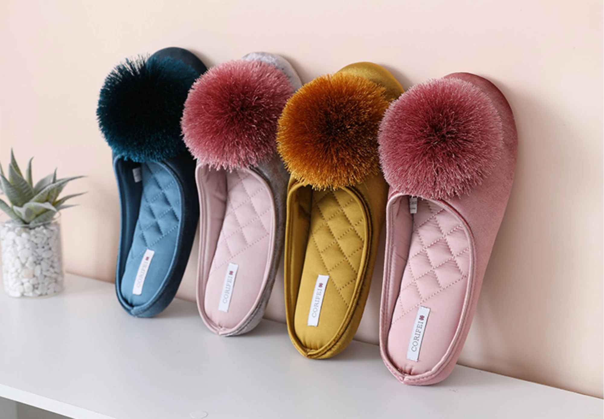 Pom Pom Satin Wedding Slippers, Bridesmaid Party Favors | Etsy (Global)