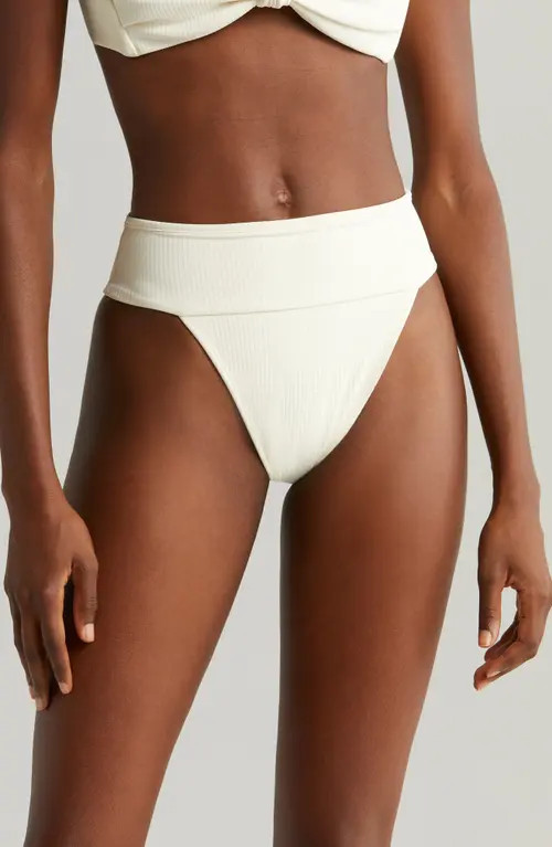 MONTCE Tamarindo Rib High Cut Bikini Bottoms in Cream Rib at Nordstrom, Size Medium | Nordstrom