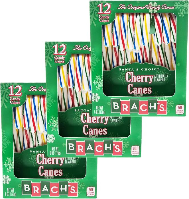 Brach's Cherry Candy Canes 6 oz. 12 Ct for Christmas - Assortment Variety - 3 Pack (Cherry) | Amazon (US)