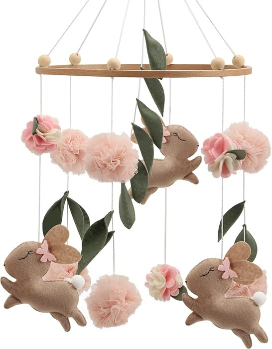 Bunny Hanging Mobile Girl Room Decor Rabbit Ceiling Mobile | Amazon (US)