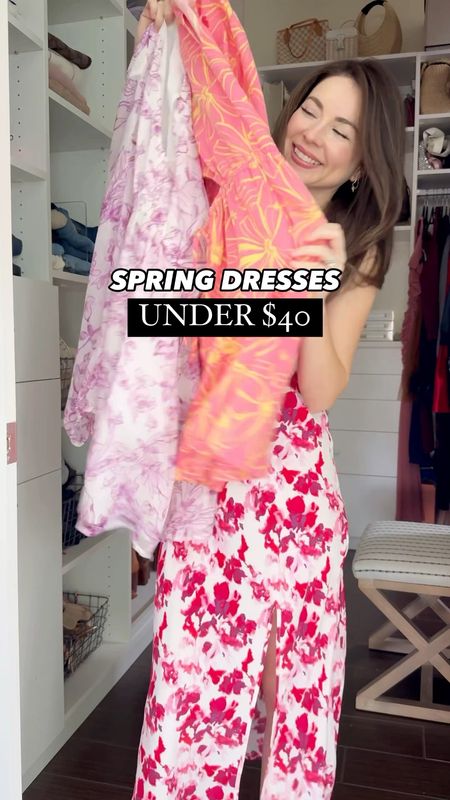 Target dresses . Target spring dresses under $50. Wearing a small in purple dress and xsmall in the other two floral dresss . 

#LTKstyletip #LTKVideo #LTKfindsunder50