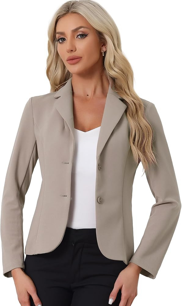 Allegra K Women's Work Office Blazer Stretch Lapel Collar Long Sleeve Jacket Suit Blazer | Amazon (US)