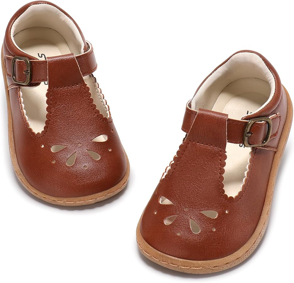 Toddler Girl Mary Jane Dress Shoes Wide Ballet Flats for Girls Party School Shoe | Amazon (US)