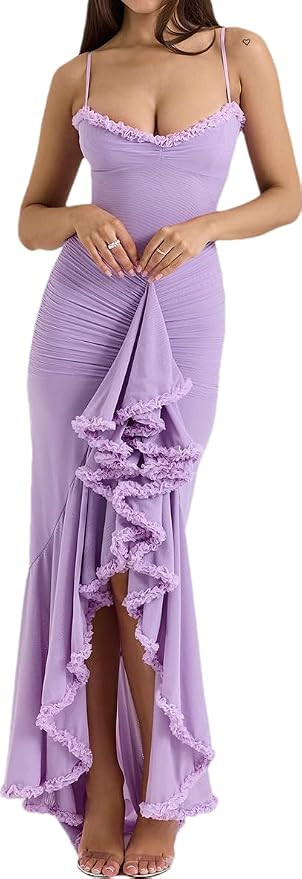 2026 New Trends Women's Flirty Puff Sleeve & Halter Dress - Gathering Ruffles, Tulle Split Back, ... | Amazon (US)