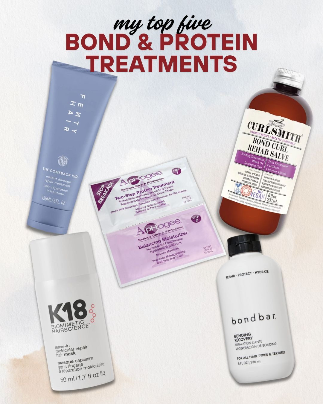 If you’ve got type 4 hair with high density, low porosity, and medium-width strands, these are my top 5 bond and protein treatments that keep my curls strong, resilient, and healthy.

Fenty Hair The Comeback Kid Instant Damage Repair Treatment – This versatile treatment can be used as a rinse-out or leave-in, depending on your hair’s needs. It visibly repairs and strengthens all hair types, making it perfect for addressing breakage and damage.  ￼

K18 Leave-In Molecular Repair Hair Mask – A leave-in treatment that works on a molecular level to reverse hair damage in just 4 minutes. It restores strength, softness, and elasticity without weighing hair down.

Bondbar Bonding Recovery – Formulated with a proprietary Bonding Technology, this treatment repairs and protects hair from the inside out, reducing breakage and improving overall hair health.

ApHogee Two-Step Protein Treatment – A salon-quality protein treatment that stops hair breakage and rebuilds hair structure for up to six weeks. Ideal for processed or natural hair needing serious repair.

Curlsmith Bond Curl Rehab Salve – An intense pre-shampoo treatment loaded with amino acids that targets all three hair bonds to repair, hydrate, and protect against damage. Especially beneficial for weak, damaged hair.  ￼

#Top5HairTreatments #Type4HairCare #LowPorosityHair #BondRepair #ProteinTreatment #NaturalHairCare #HealthyCurls #HairStrengthening #LTKHair #LTKBeauty

#LTKBeauty