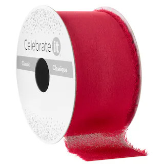 1.5" x 3yd. Red Satin Raw Edge Ribbon by Celebrate It® Classic | Michaels Stores
