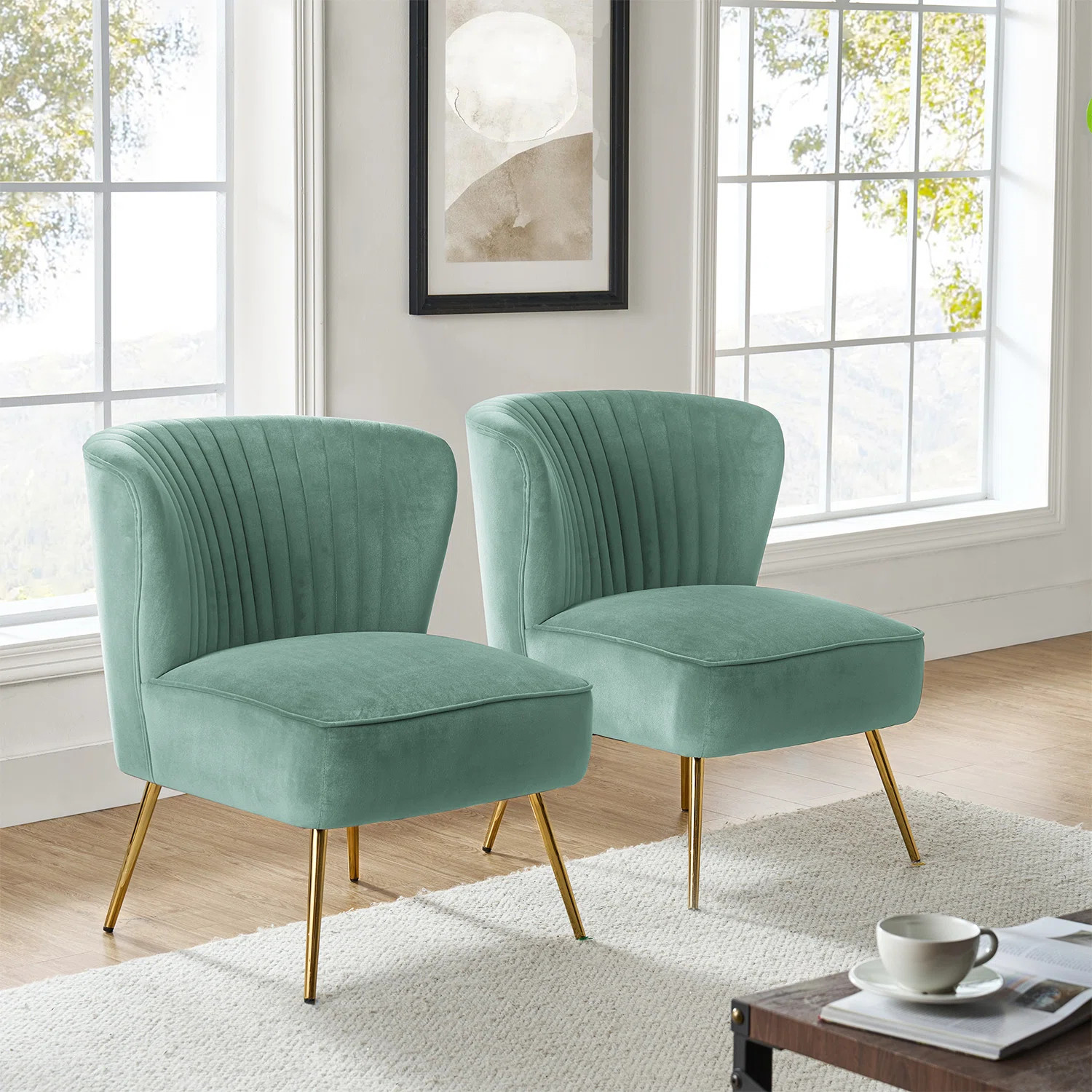 Euclid 26" Wide Tufted Velvet Accent Side Chair (Set of 2) | Wayfair North America