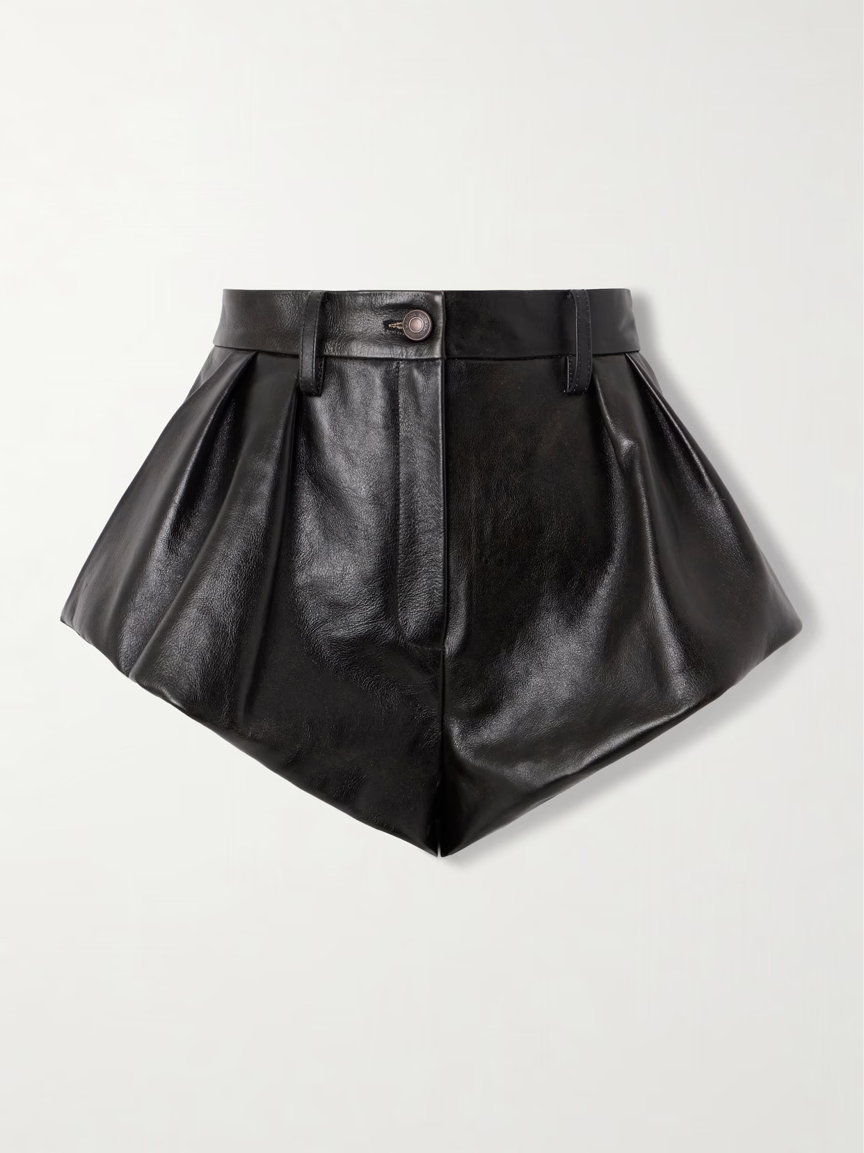 Magda Butrym - Pleated Leather Shorts - Black | NET-A-PORTER (US)