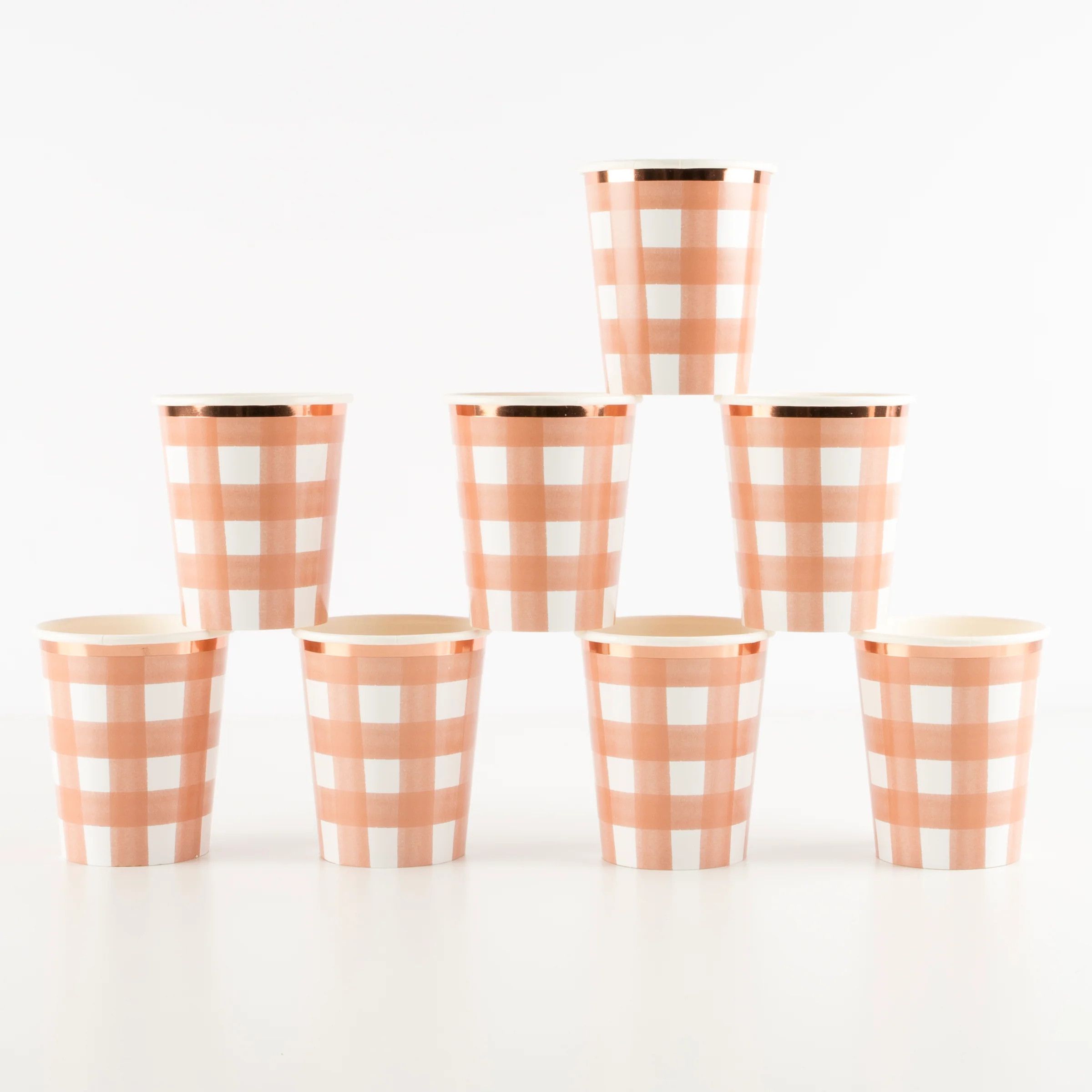 Burnt Orange Gingham Cups (x 8) | Meri Meri