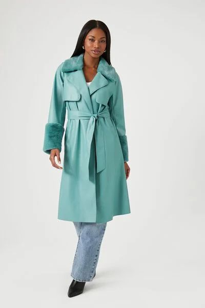 Faux Fur-Trim Trench Coat | Forever 21 (US)