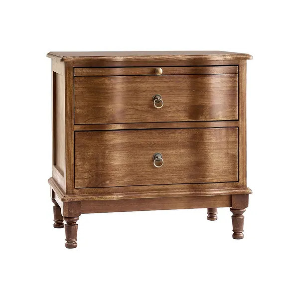 Becky Traditional 2-Drawer Solid Wood End Table with Integrated Power Outlets and USB Ports by HU... | Bed Bath & Beyond