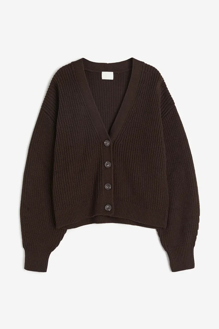 Rib-knit Cardigan - Dark brown - Ladies | H&M US | H&M (US + CA)