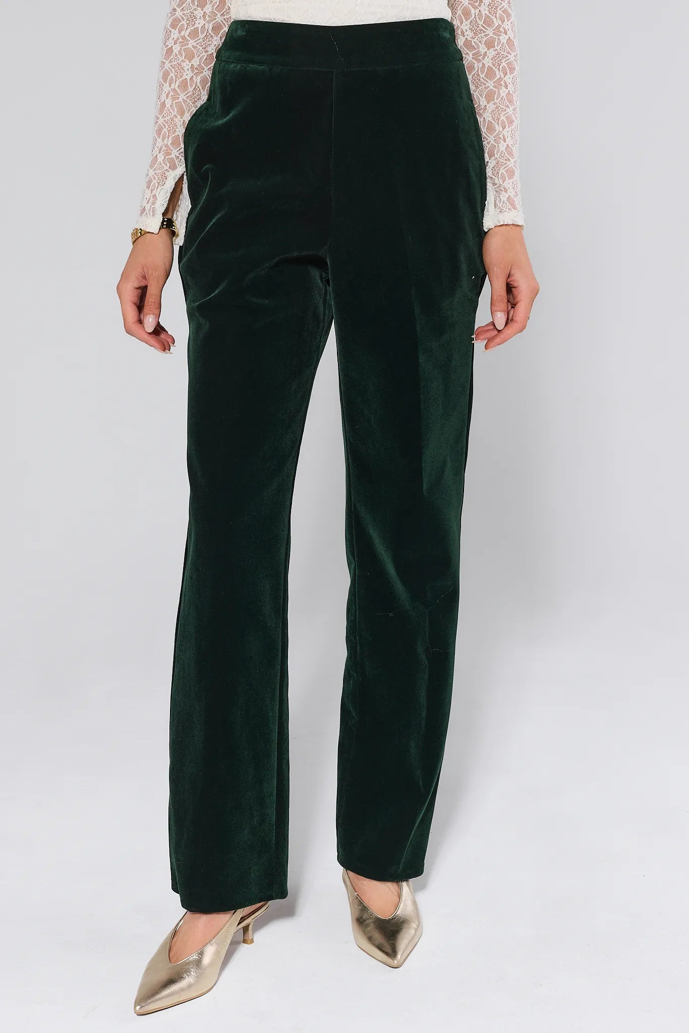 Evie Green Velvet Pants | Avara