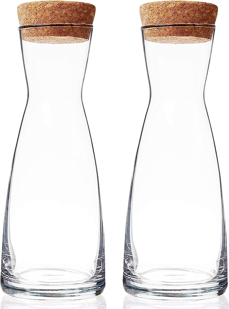 Bormioli Rocco Set Of 2 Ypsilon Carafe, With Natural Cork Top Lid, 18.5 Oz. Star Glass Pitcher Fo... | Amazon (US)