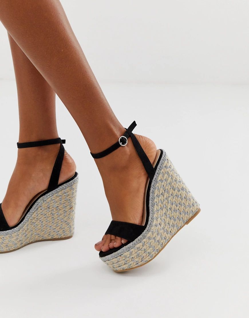 ASOS DESIGN Justina espadrille wedges-Black | ASOS (Global)