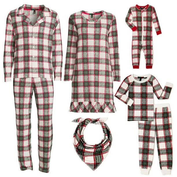 Derek Heart Notch Collar Plaid Holiday Matching Family Christmas Pajamas Kids Unisex Sleepwear Se... | Walmart (US)