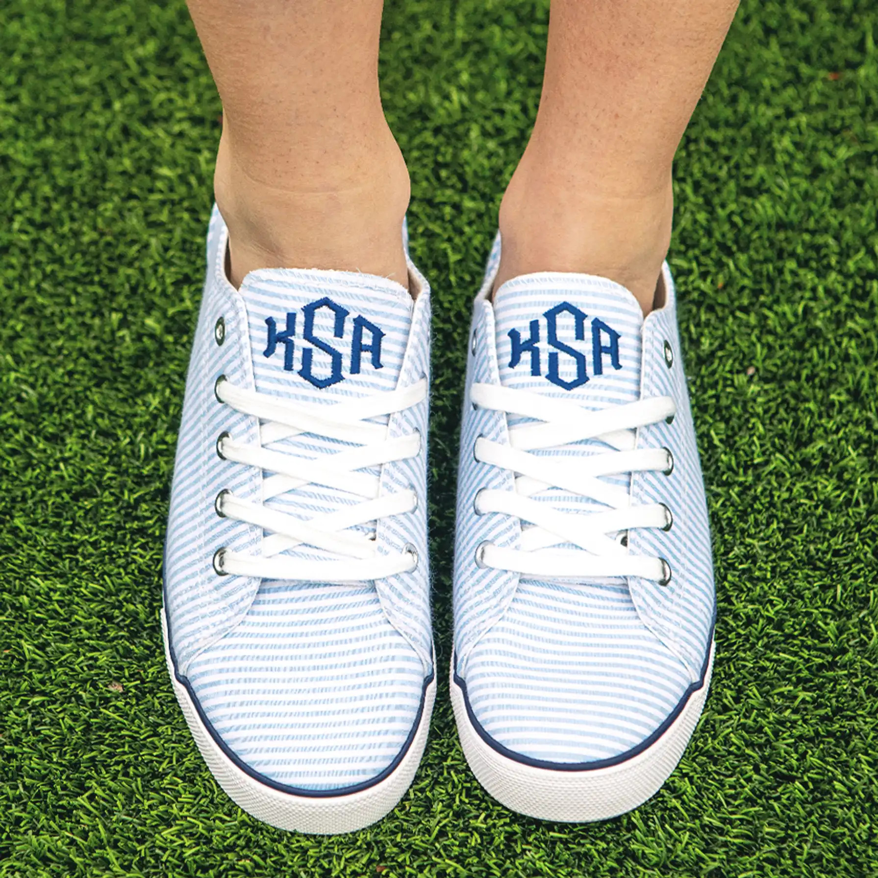 Monogrammed Seersucker Sneakers | Marleylilly
