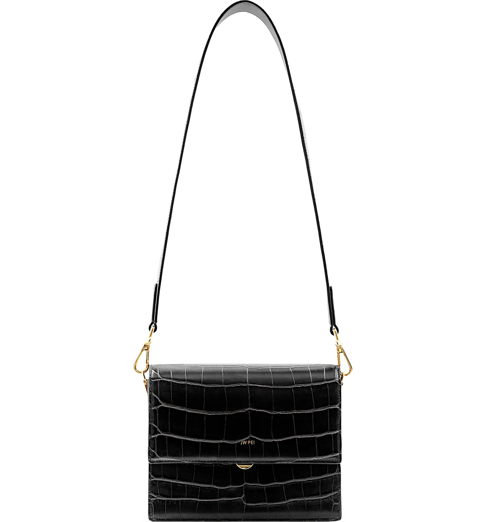Mini Flap Croc Embossed Faux Leather Crossbody Bag | Nordstrom