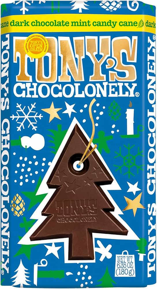 Tony's Chocolonely Dark Chocolate with Candy Cane Bar, 6.35 Ounces | Classic | Belgium | Holiday ... | Amazon (US)