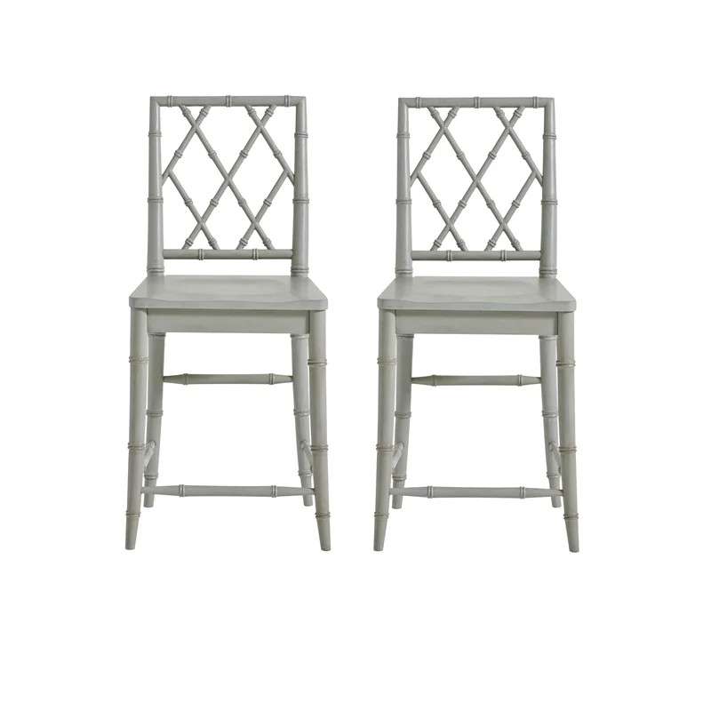 Universal Furniture Bamboo Carved X-Back 24" Counter Stool in Gray (Set of 2) | Walmart (US)