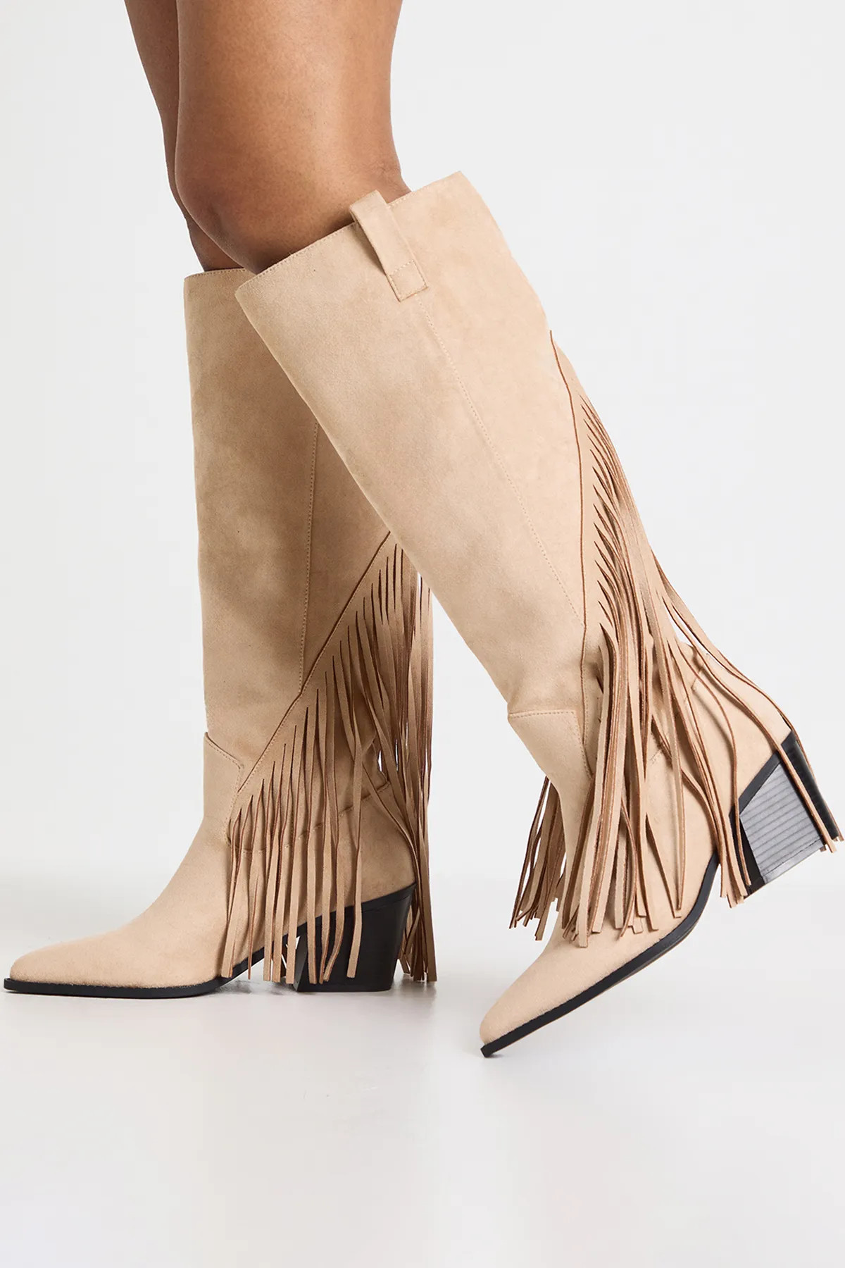 Taupe Wide Fit Tassel Western Cowboy Boots | Boohoo | Boohoo.com (UK & IE)