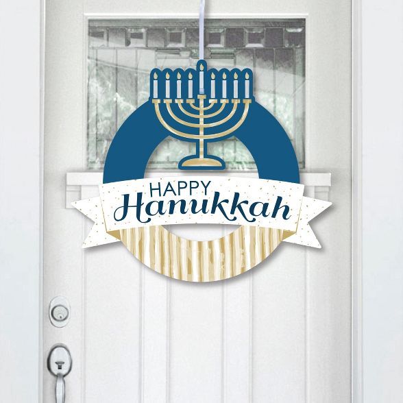 Big Dot of Happiness Happy Hanukkah - Outdoor Chanukah Holiday Party Decor - Front Door Wreath | Target