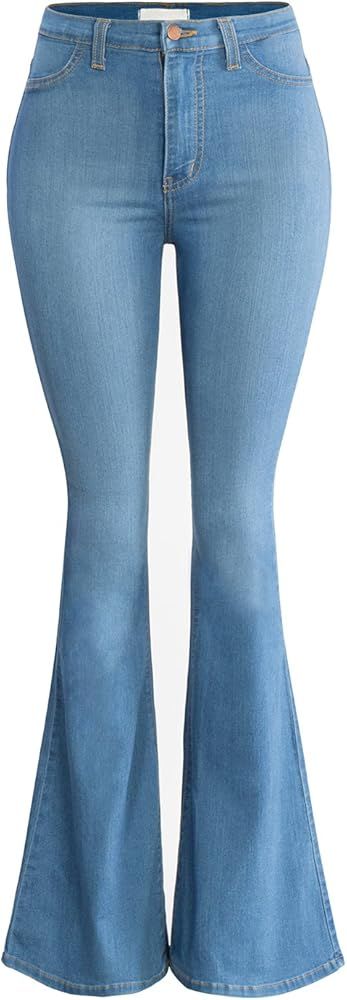 URBAN K Women's Classic High Waist Denim Bell Bottoms Jeans | Amazon (US)