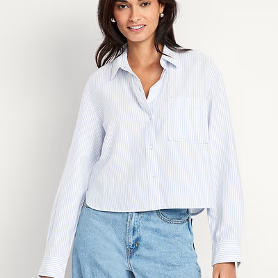 Button-Down Oxford Crop Shirt | Old Navy (US)