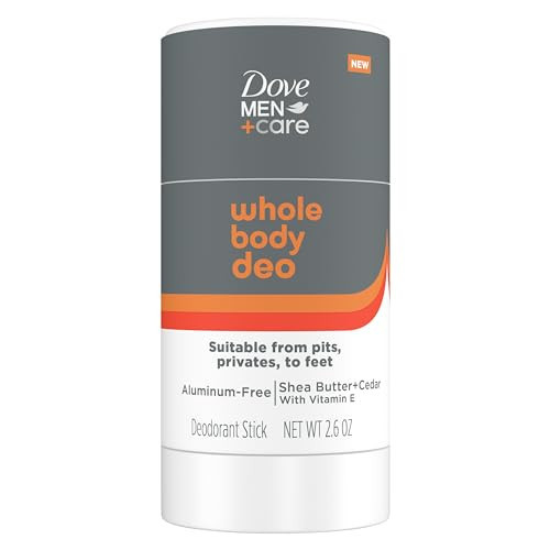 DOVE MEN + CARE Whole Body Deo Aluminum-Free Deodorant Stick Shea Butter + Cedar from Pits, Privates, to Feet with Vitamin E 2.6 oz | Amazon (US)
