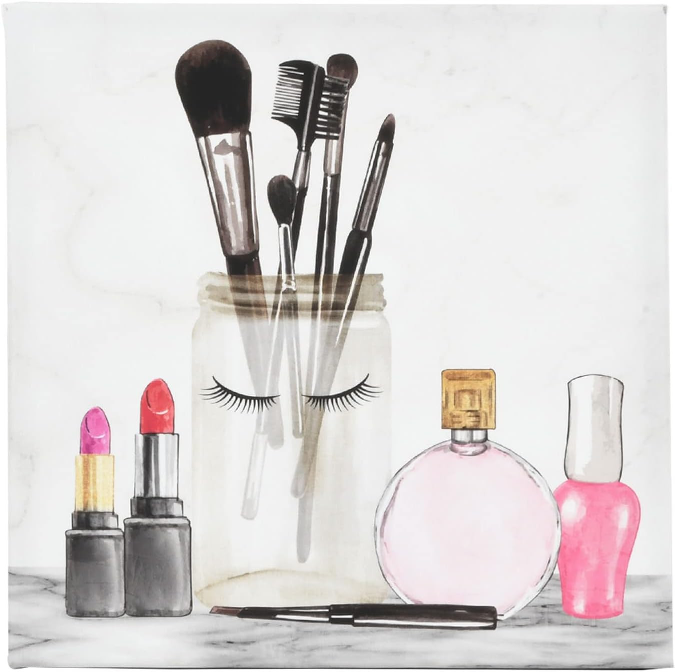 Prinz Glam Makeup Table 11.5" x 11.5" Canvas Wall Art, Colorful Fashion Pop Art, Wall Decor for B... | Amazon (US)