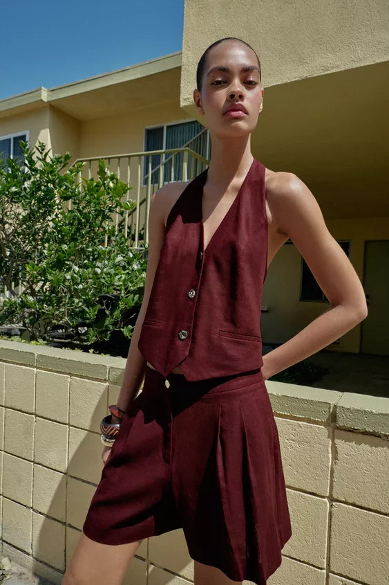 LINEN BLEND BERMUDA SHORTS WITH DARTS | Zara UK