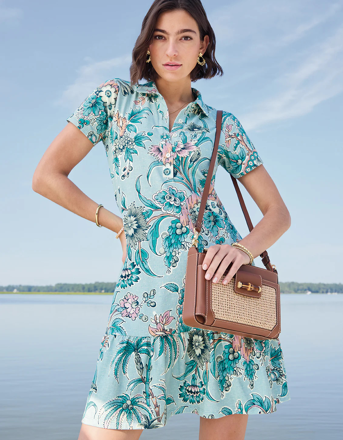 Joelle Short Sleeve Polo Dress Bridge Street Blue | Spartina 449