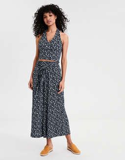 AE Printed Tie Back Halter Top | American Eagle Outfitters (US & CA)