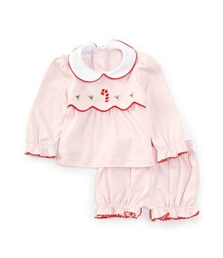 Baby Girls 3-24 Months Scalloped Waist Embroidered Candy Cane Dress | Dillard's