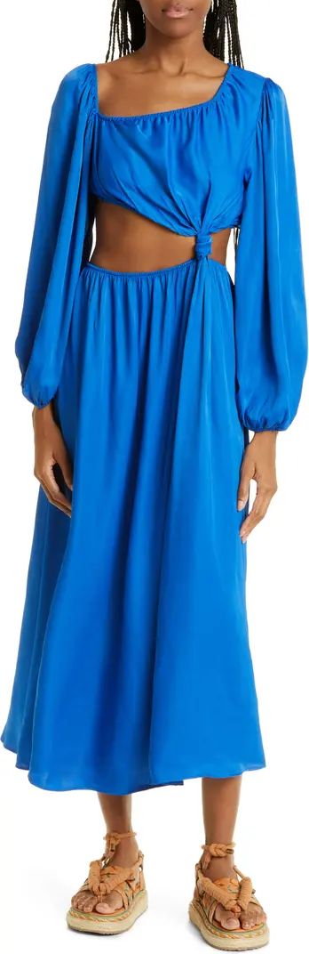 Long Sleeve Cutout Satin Dress | Nordstrom