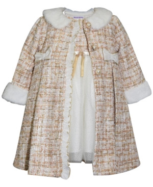 Blueberri Boulevard Baby Girls Tweed Faux Fur Trim Coat Dress | Macys (US)