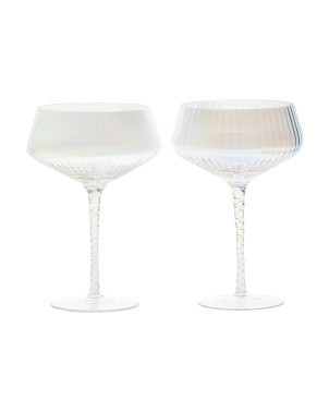 Set Of 2 Luster Twisted Stem Coupe Glasses | Marshalls
