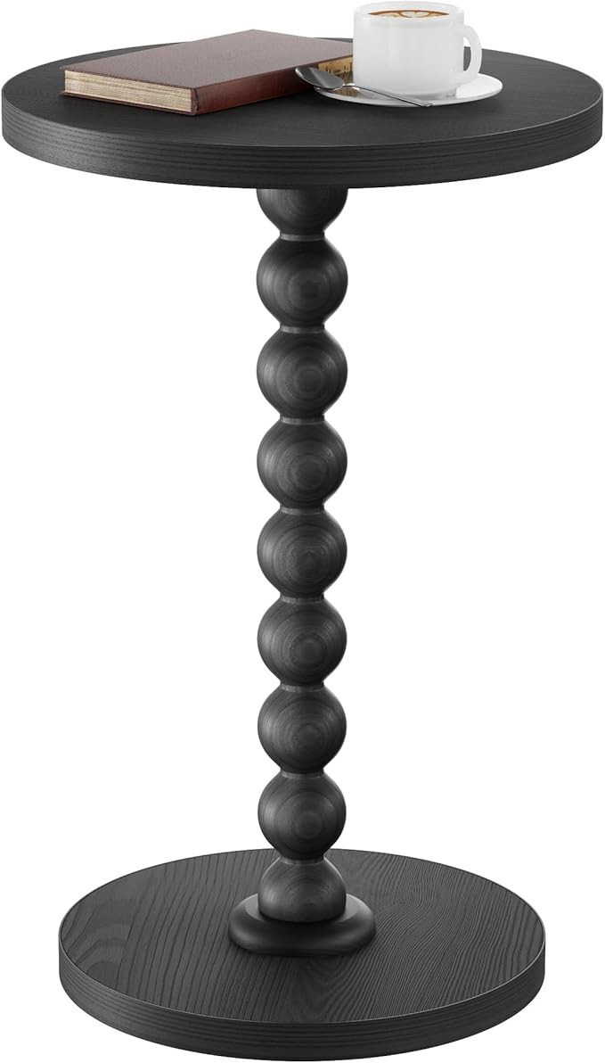 Round Side Table, Drink Table for Small Spaces, Modern Accent Nightstand with Rubberwood Leg for ... | Amazon (US)