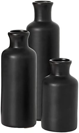 Sullivans Ceramic Vase Set - 3 Small Matte Black Vases, Modern Home Decor, Boho Vases, Sleek Matt... | Amazon (US)